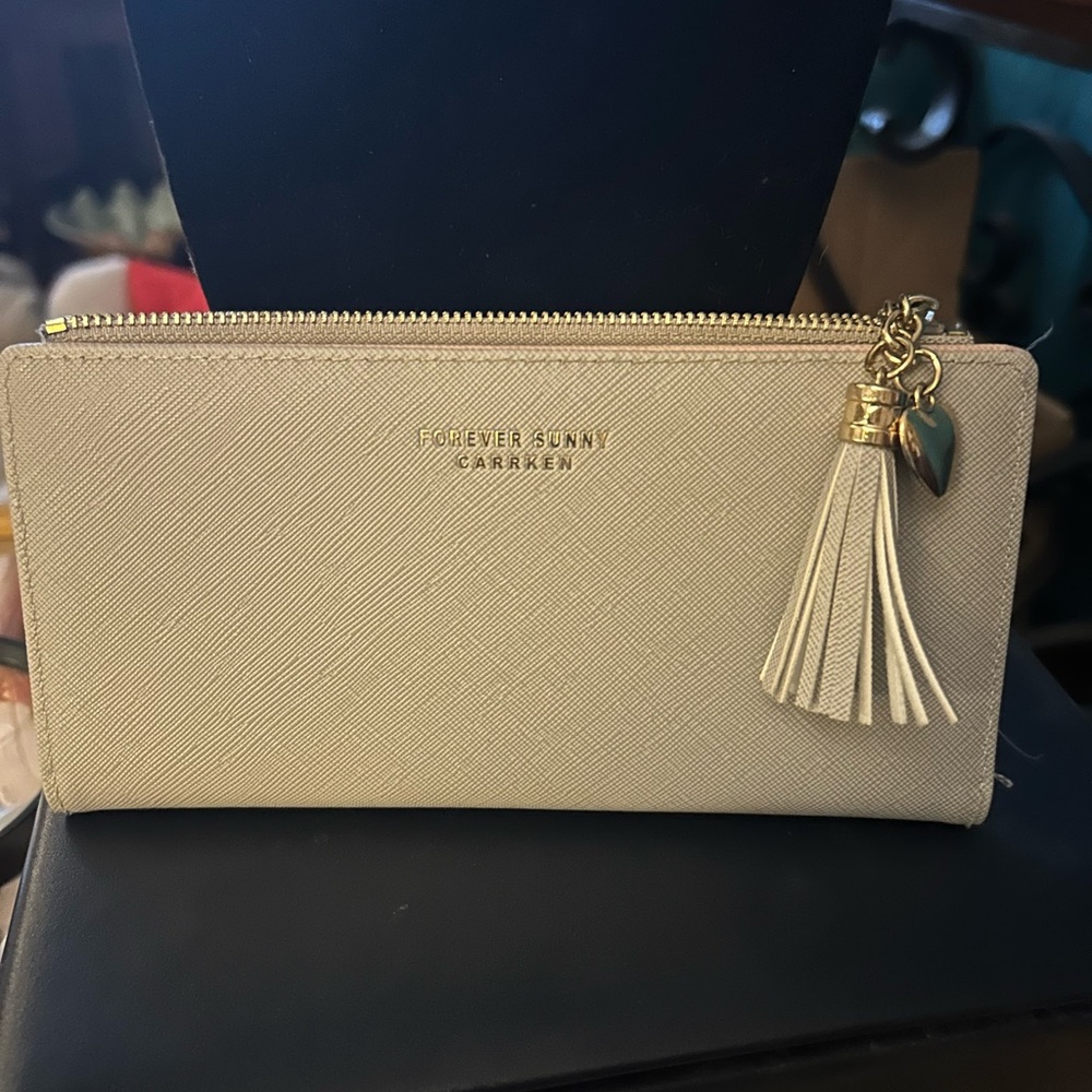 Forever 21 Beige Wallet with Tassel Charm Like New Condition